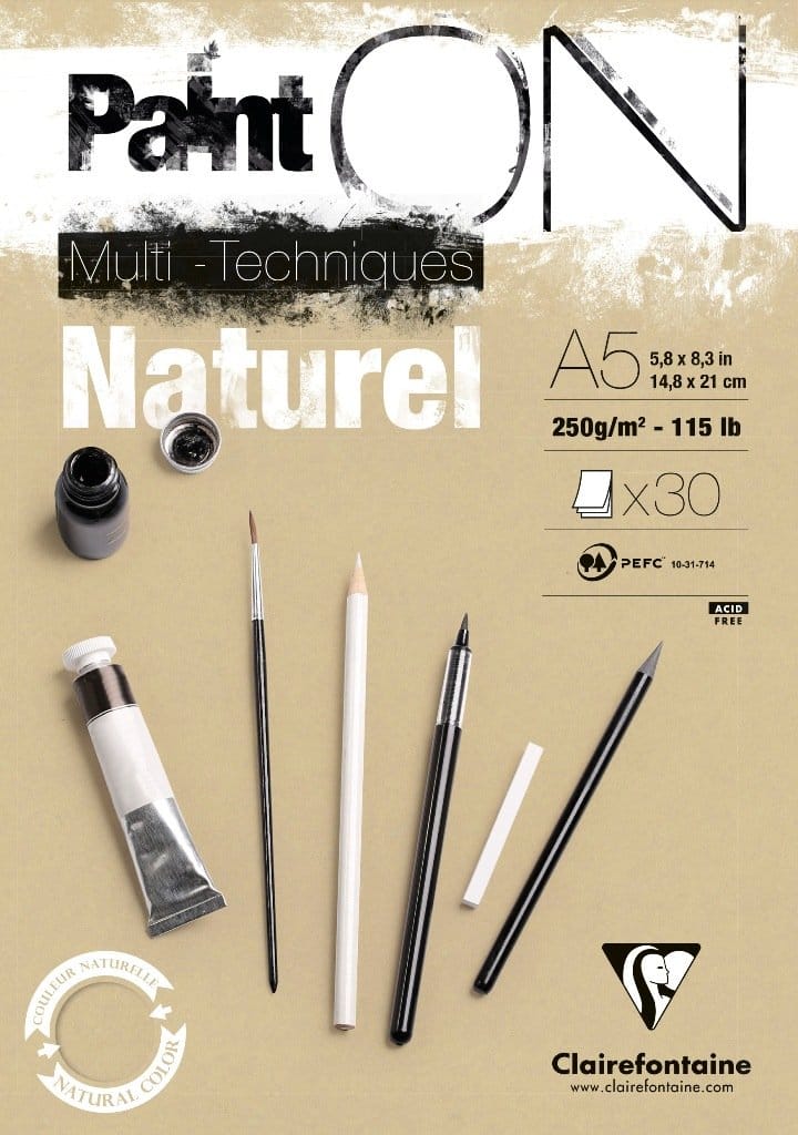 Clairefontaine Fine Art Paint'On Natural 250g Glued Pad-A5