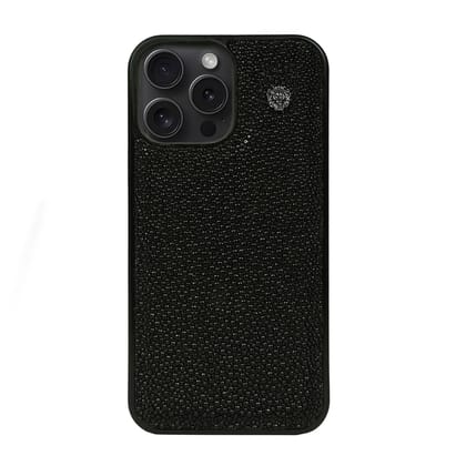 Luxurious Black Mobile Cover in Exotic Stingray Fish Leather-13Pro