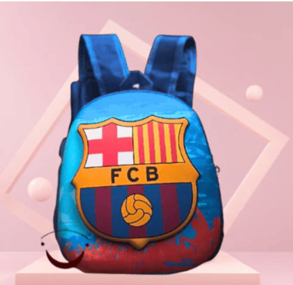 Embossed FCB Hard Shell Bag for Kids, Soccer Backpack (14 inch, Pack of 1)
