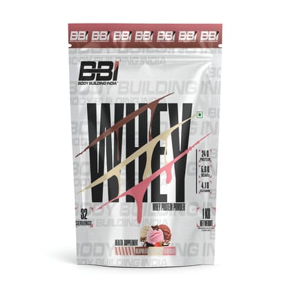Body Building India BBI WHEY Whey Protein Powder-1 Kg / Neapolitan Ice Cream