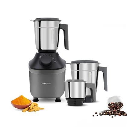PHILIPS HL7770/00 Mixer Grinder, 800 Watt Powerful motor, 3 Jars, MicroGrind technology : Grind even 1 pepper; Choose Coarse, Fine, or Superfine for perfect textures every time, Grey PHILIPS HL7770/00 Mixer Grinder, 800 Watt Powerful motor, 3 Jars, Micro