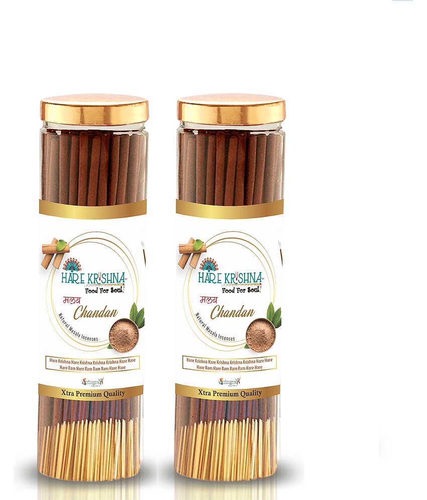 Hare Krishna Incense Dhoop Sticks Chandan 200 gm ( Pack of 2 )