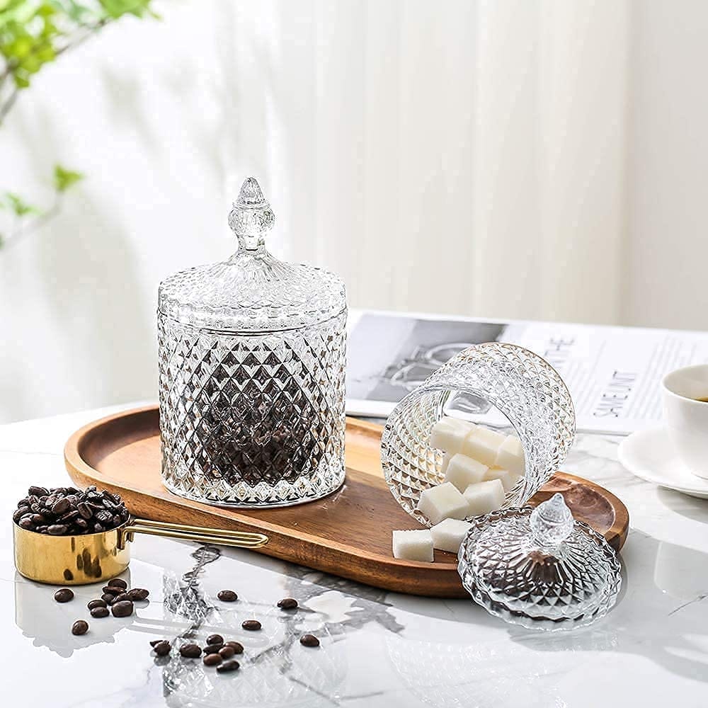 Glass Mukhwas Jar with Lid | 200 ML | Attractive Designer Candy Jar | Multi-Purpose Bowl | Decorative Container For Pickle, Food nuts |