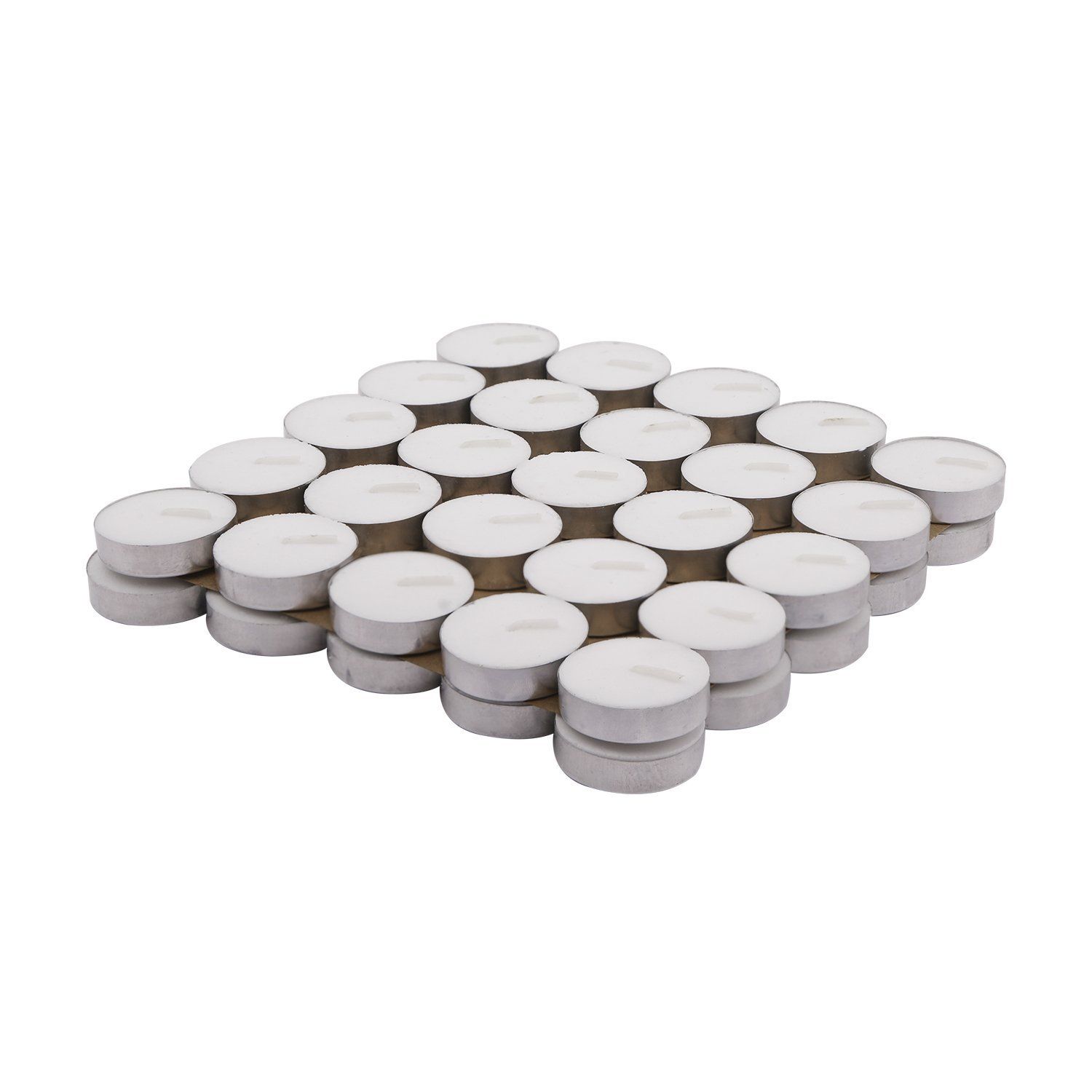 Sahej Multitrade Services Wax Tealight Candles, 2-Hour Burn Time, Smokeless, No Residue, Unscented Set of (25)