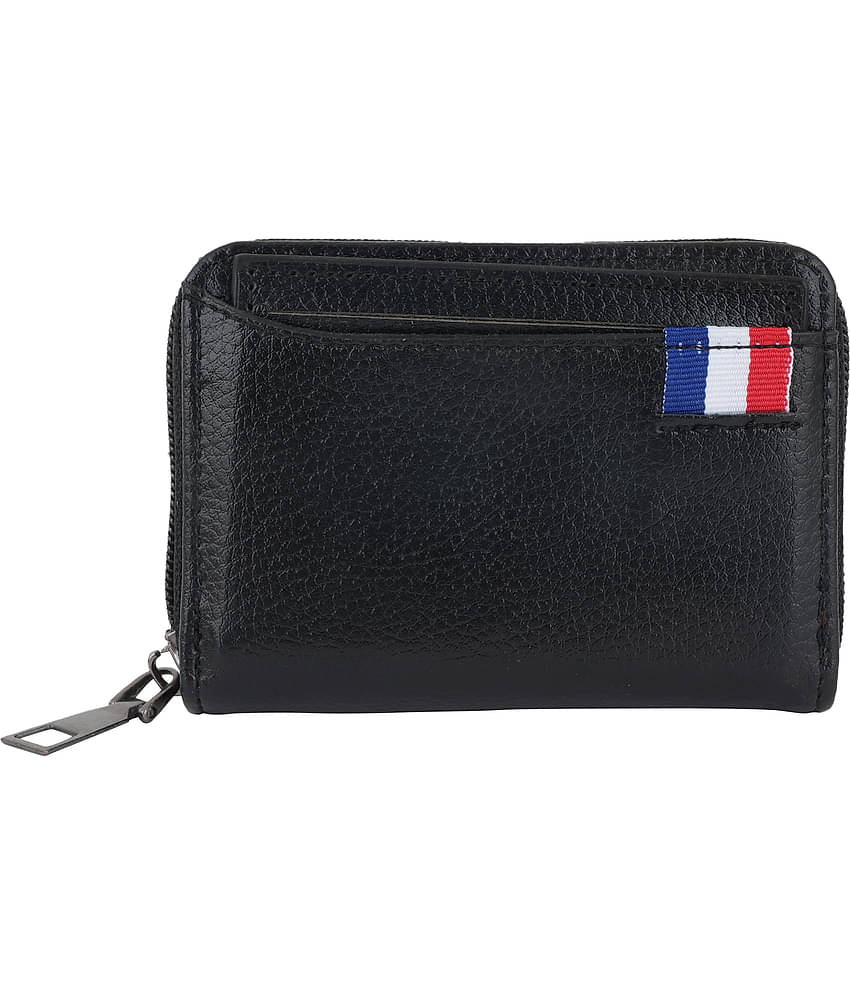 Flingo Leather Striped Men's Regular Wallet With 5 Slots For Card ( Black , Pack of 1 )