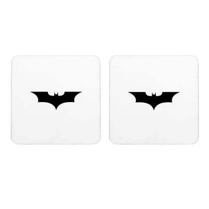 Multicolor Batman Logo Set Of 2 Square Wooden Coaster