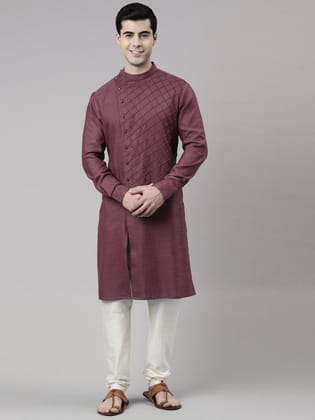 Wine Angrakha Kurta Set-Made To Measure / Only Kurta - No Lowers