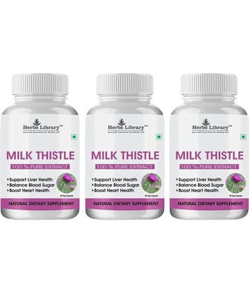 Herbs Library Milk Thistle Extract for Liver Detox & Good Liver Health 60 Capsules Each (Pack of 3)