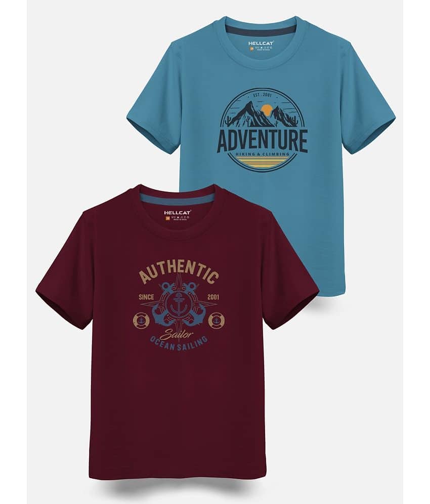 HELLCAT Pack of 2 Boys Cotton Blend T-Shirt ( Mint Green )