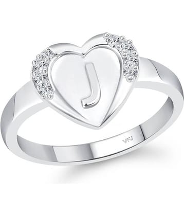Vighnaharta cz alloy Rhodium plated Valentine collection Initial '' J '' Letter in heart ring alphabet collection for women and Girls