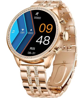 VENKAT ZONE EXTRA PINK STRAP BT CALLING FITNESS Gold Smart Watch