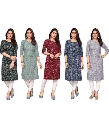 KETAKI FASHION Crepe Printed Straight Women's Kurti - Multicolor7 ( Pack of 5 )