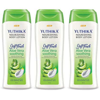 Yuthika Aloe Vera Body Lotion 100ml Pack of 3, Instant Hydration, Fast Absorbing & Long Lasting Nourishing Body Lotion Yuthika Aloe Vera Body Lotion 100ml Pack of 3, Instant Hydration, Fast Absorbing & Long Lasting Nourishing Body Lotion