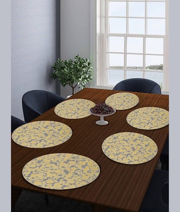 FABINALIV Cotton Floral Round Table Mats ( 35 cm x 35 cm ) Pack of 6 - Multi