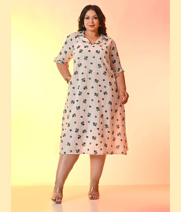 PrettyPlus by Desinoor.com Women Cotton Printed Fit & Flare Dress ( Blue )
