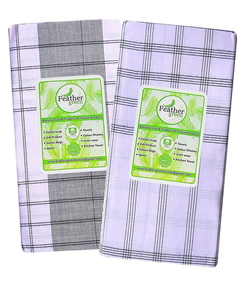 Feather Green Multi Lungi Pack of 2 - Free size