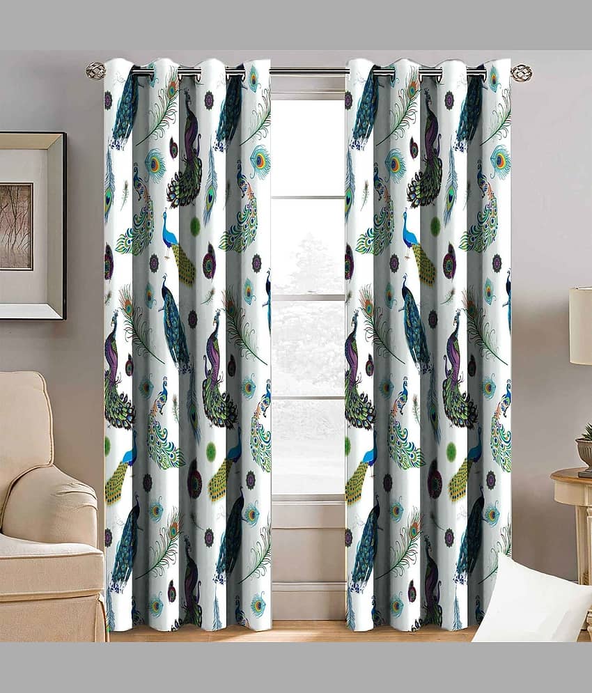 BELLA TRUE Abstract Semi-Transparent Eyelet Curtain 9 ft ( Pack of 2 ) - Multicolor