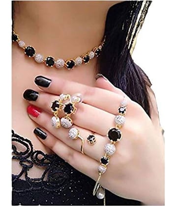 Zeneme Alloy Multi Color Contemporary Designer Gold Plated Necklace set Combo