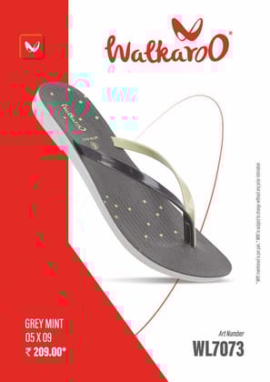 Walkaroo WL7073 Grey Mint L No 7 Ladies Slipper