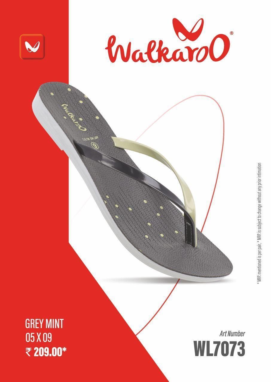 Walkaroo WL7073 Grey Mint L No 7 Ladies Slipper