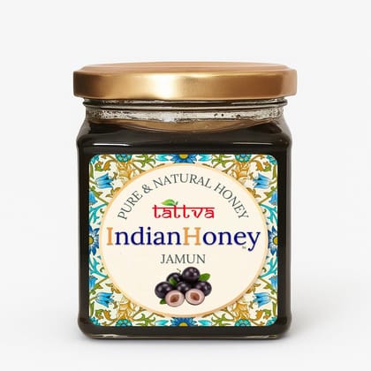 IndianHoney Jamun Honey | Pure & Natural | Unprocessed, Unfiltered, No Added Sugar | Ethically Sourced Natural Sweetener | Rich in Antioxidants | 230g Glass Jar