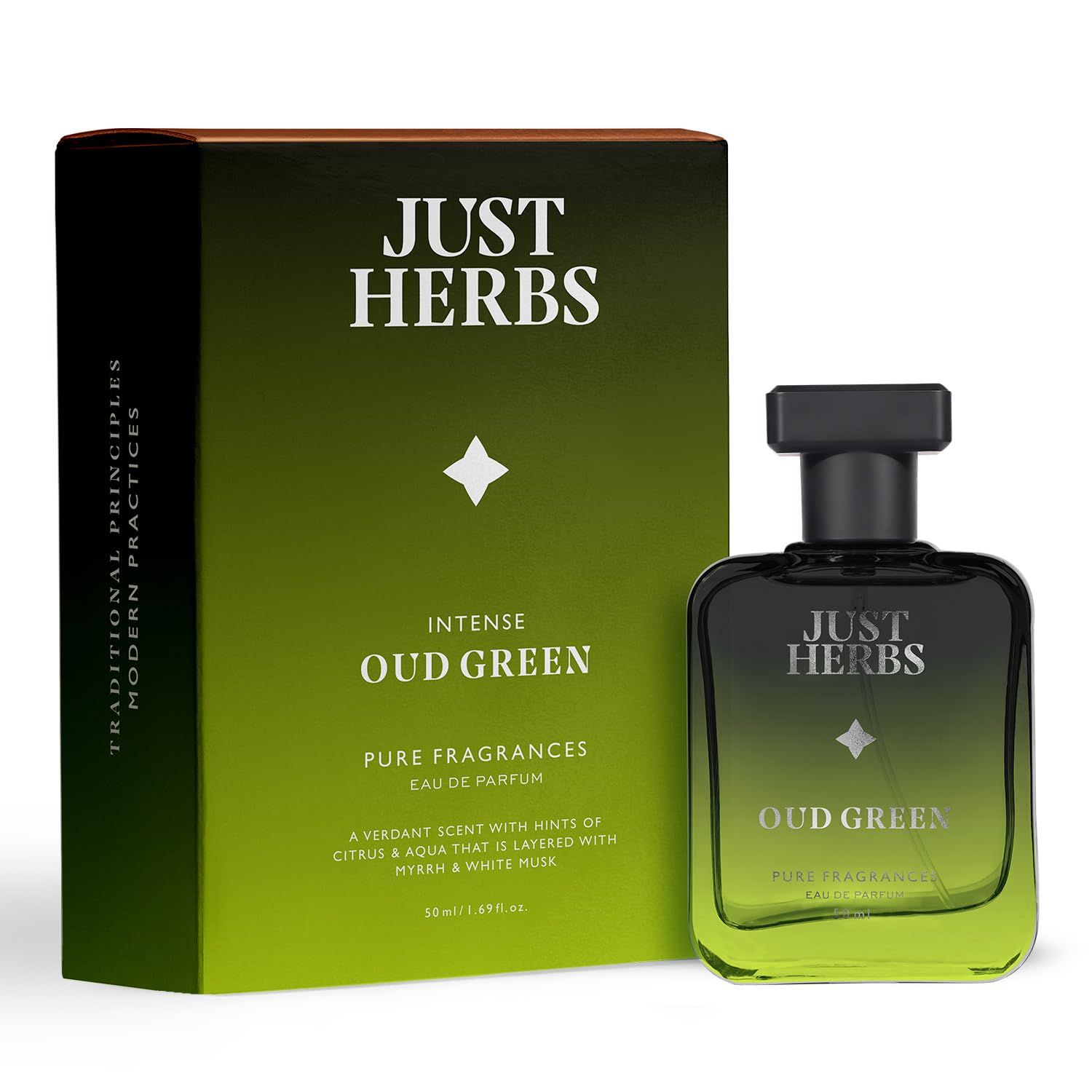 Just Herbs Intense Oud Green EDP Perfume Spray for Men Long Lasting Fragrance - 50 ml Just Herbs Intense Oud Green EDP Perfume Spray for Men Long Lasting Fragrance - 50 ml - 50 ml (Pack of 1)