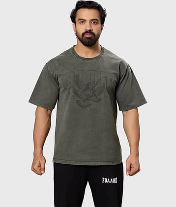 Fuaark Men Cotton Printed T-Shirt ( Olive )