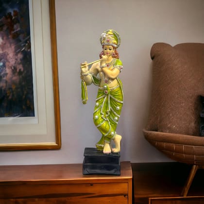 Standing Krishna With Bansuri Decorative Idol, Height-63 CM-Poly Resin