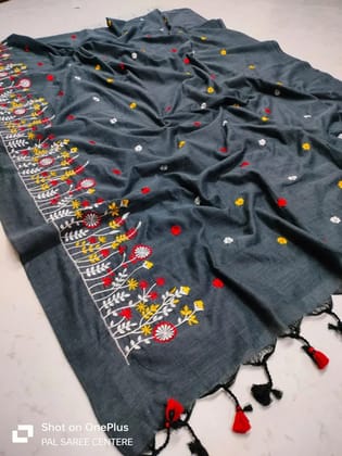 khadi cotton embroidery design saree