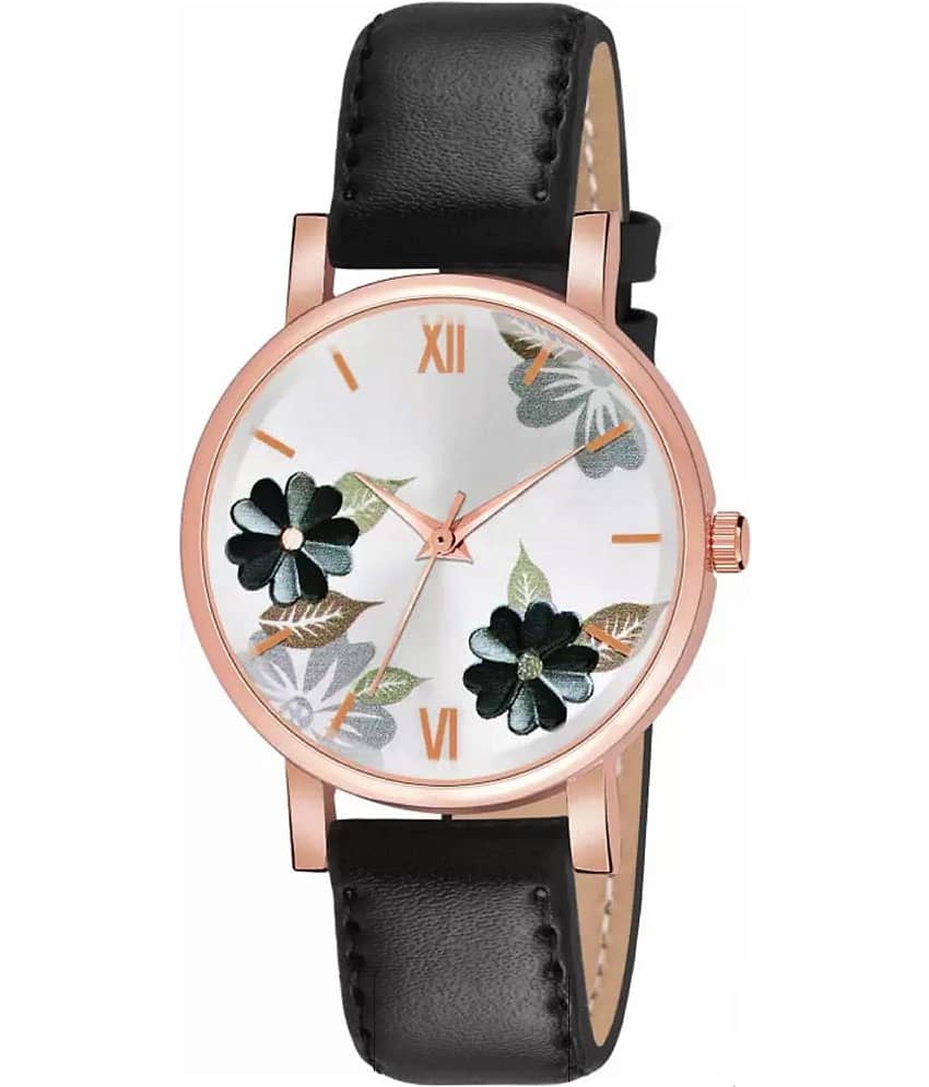 AQUA BLISS - Black Leather Analog Womens Watch