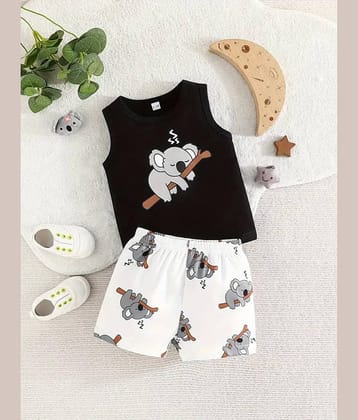 CUTEVIBE Pack of 1 Unisex for Baby Cotton Blend T-Shirt & Shorts ( Black )