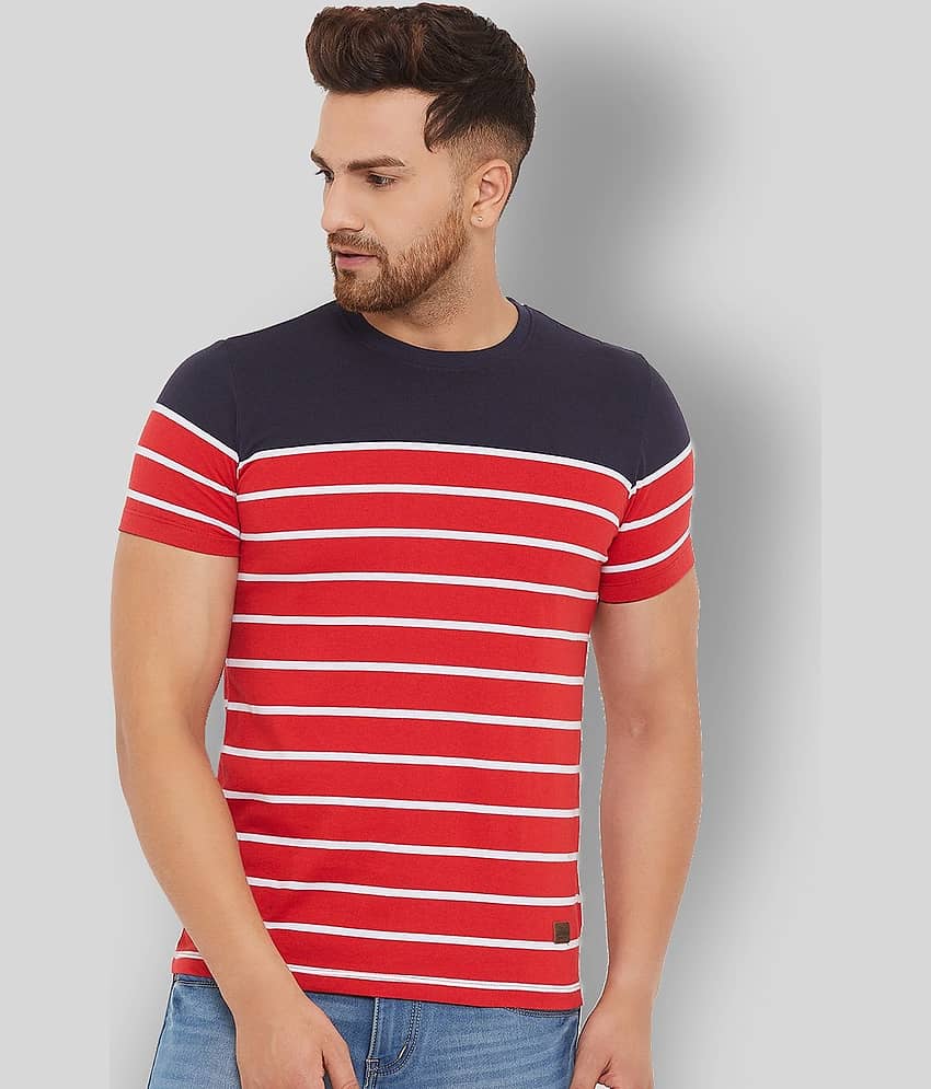 AUSTIN WOOD Pack of 1 Cotton Blend Regular Fit Men's T-Shirt ( Red )