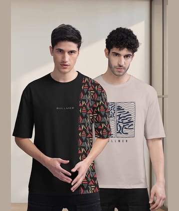 BULLMER Pack of 2 Cotton Blend Oversized Fit Men's T-Shirt ( Yellow )