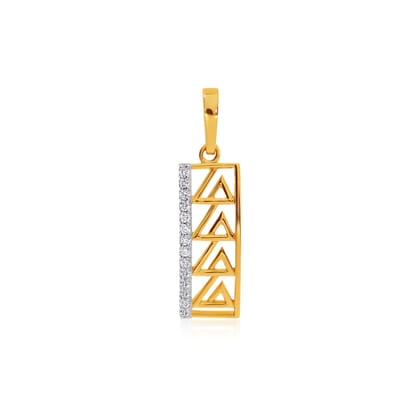 Senco Gold Pyramidal Kin Diamond Pendant (1.7 gram / 0.12 Ct / JK-SI / 18K Yellow Gold)