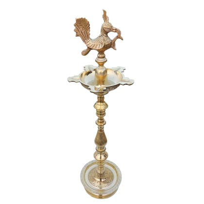 Brass Table Decor Mahabharat Oil Lamp, Deepak  - Vintage Brass Diya for Gift Purpose, Height : 32.5 Inch (FMAS686 G)