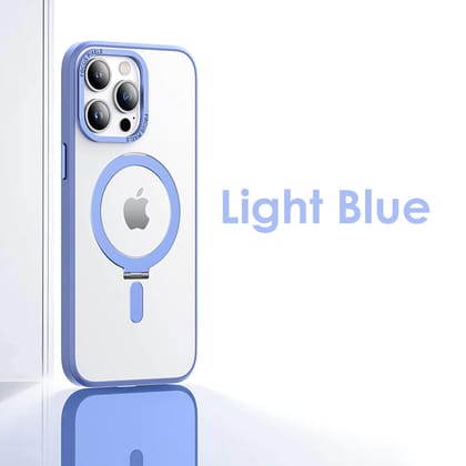 iPhone Series Magnetic Adsorption Matte Finish Magsafe Case With Aluminum Alloy Stand-iPhone 13 Pro / Light Blue