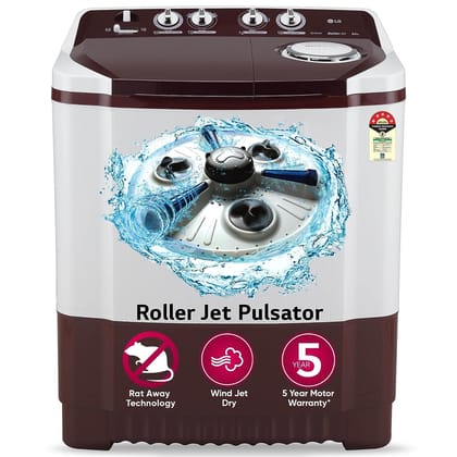 LG 8.5 kg 5 Star Semi-Automatic Top Load Washing Machine (P8530SRAZ, Burgundy, Roller Jet Pulsator) LG 8.5 kg 5 Star Semi-Automatic Top Load Washing Machine (P8530SRAZ, Burgundy, Roller Jet Pulsator) - Burgundy / 8.5 KG