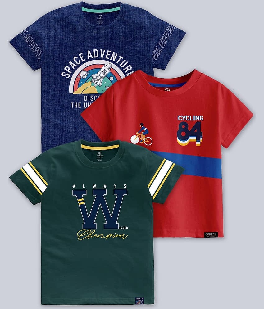 CODEZ Pack of 2 Boys Cotton Blend T-Shirt ( Multicolor )