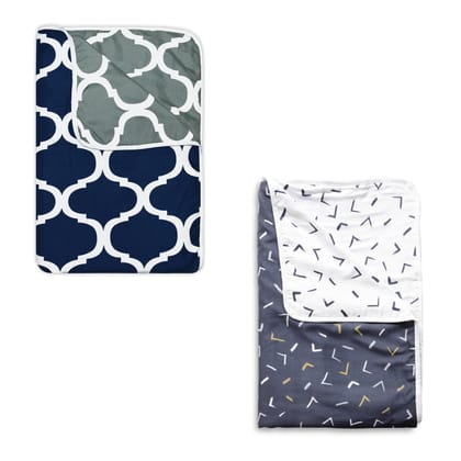 Blue and White Abstract Design Microfiber Double Dohar Combo-Double / Blue and White / TL_1153_1206