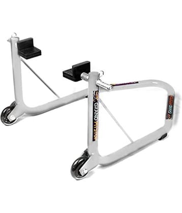 Grand Pitstop Universal Rear Paddock Stand for Motorcycle with Swingarm Rest (Non-Dismantable with Skate Wheels, Silver, Motorcycle Weight Up to 350 Kgs)