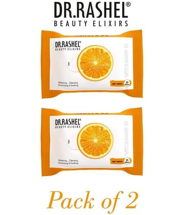 DR.RASHEL Vitamin C Wet Wipes | Cleanses & Hydrates (25 Wipes Each) | Pack of 2