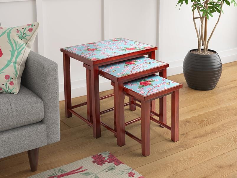 India Circus Perching Floral Paradise Nesting Table - By Krsnaa Mehta
