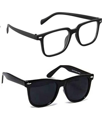 Elligator Black Rectangular Sunglasses ( Pack of 2 )