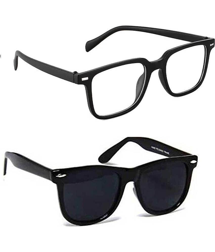 Elligator Black Rectangular Sunglasses ( Pack of 2 )