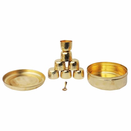 Brass Spice Box Masala Box Set With Spoon (ZMAS467 P)