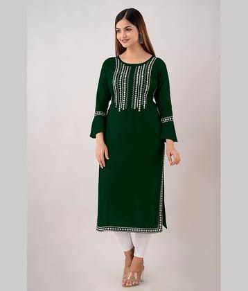 Kapadia - Green Rayon Women's Straight Kurti ( Pack of 1 )