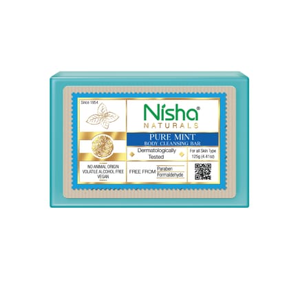 Nisha Mint Body Cleansing Bar 125g, Dermatologically Tested Soap for All Skin Types, Paraben Free Bathing Soap