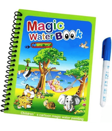 Magic Water Coloring Book Reusable Doodle with Magic Pen Water-Reveal Activity Pad Education Drawing Pad Return Gifts for Kids Multicolor
