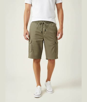 plounge Olive Cotton Blend Men's Shorts ( Pack of 1 )