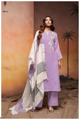 Violet love linen kurta set-XL